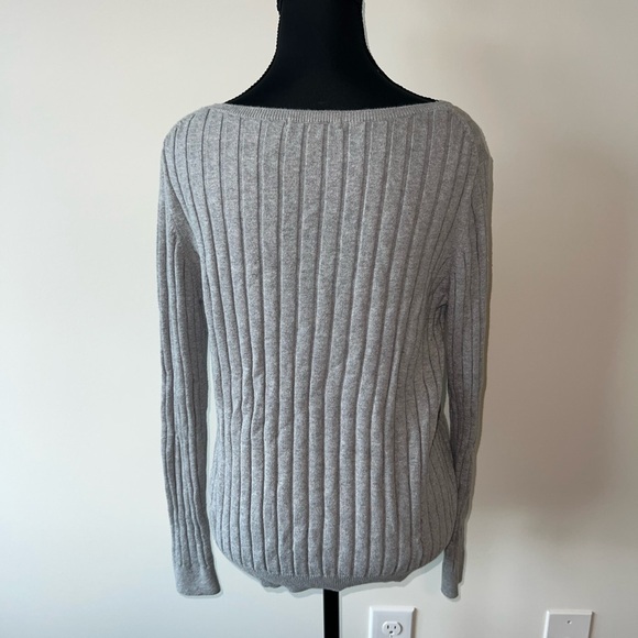 Uniqlo Ladies Light Gray Long Sleeve Cotton Cashmere Ribbed Top Sweater - Picture 5 of 5